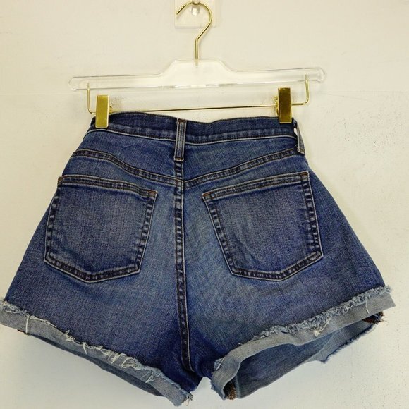 Edgy Jorts‎ Womens Shorts 27 J CREW Denim Blue Cuff Raw Hem Retro Y2K Faded 30x3 - Picture 8 of 10